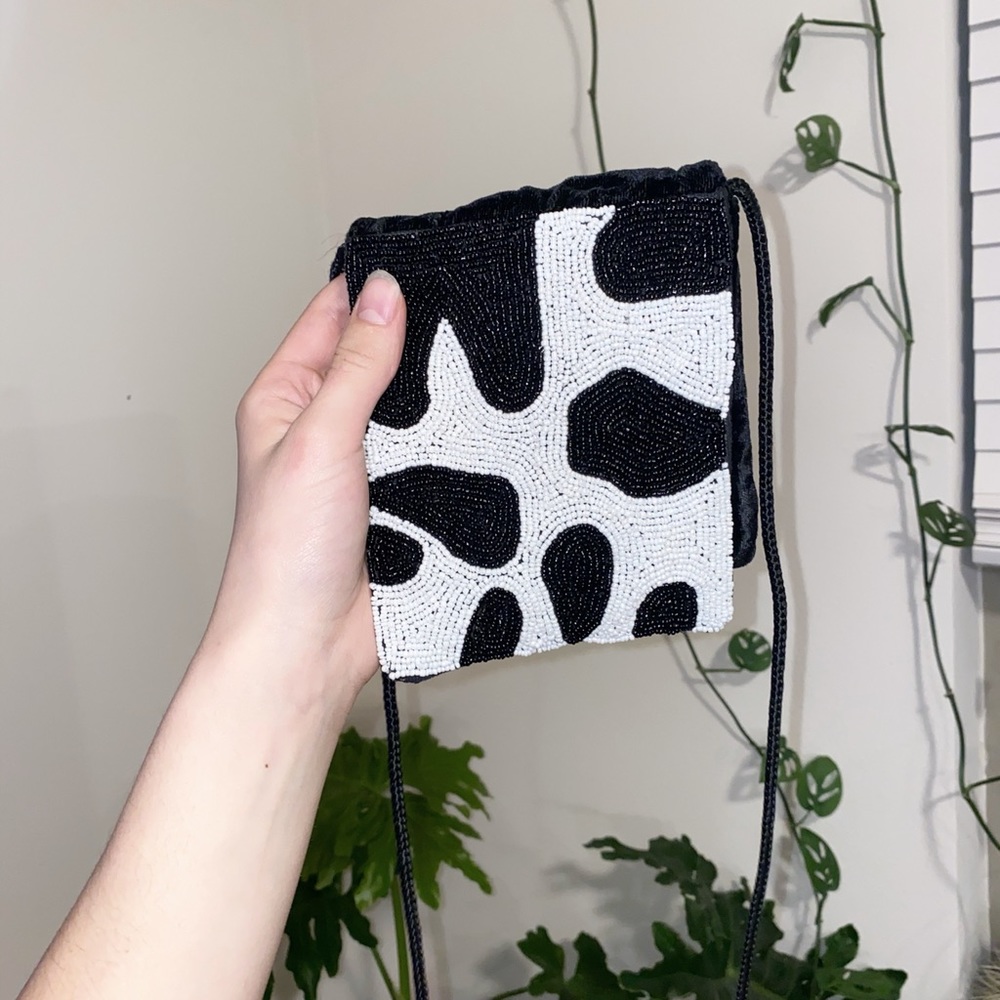 beaded cow print bag